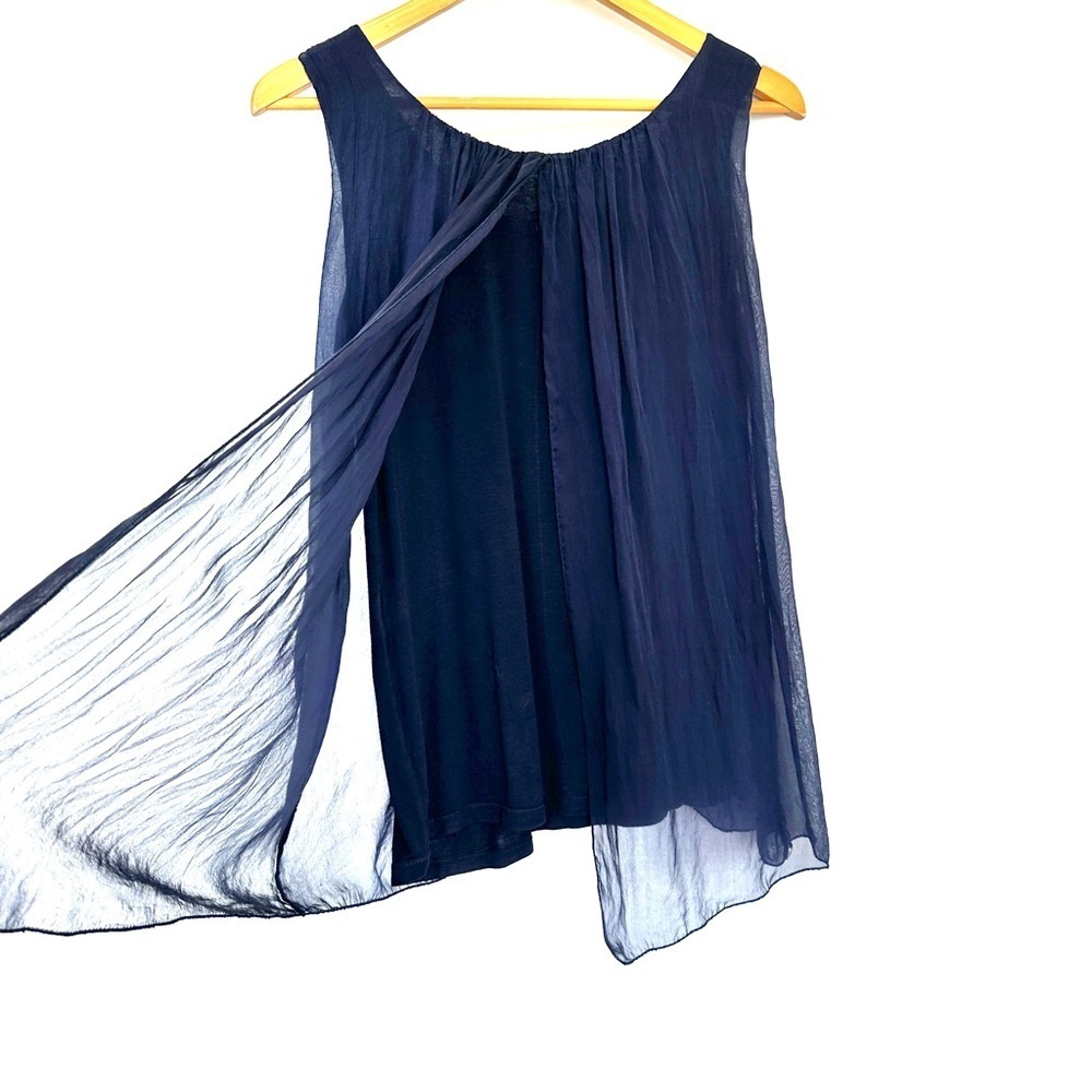 Bellambia Italy Asymmetrical Blue Blouse with Flowing Design, silk - Picture 5 of 11